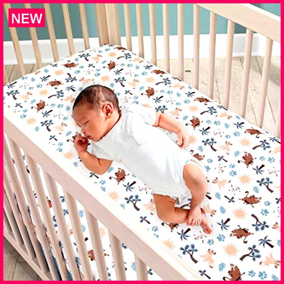 Fitted Crib Sheet 28x52 Inch Microfiber Lion King Adventure Nursery - Picture 3 of 5